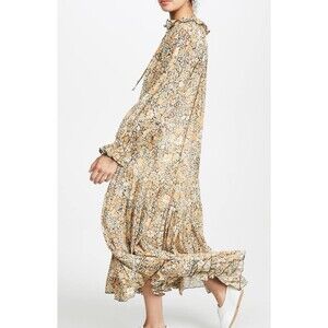 Free People Women's Small Feeling Groovy Oversized Boho Dress Maxi Long Tiered
